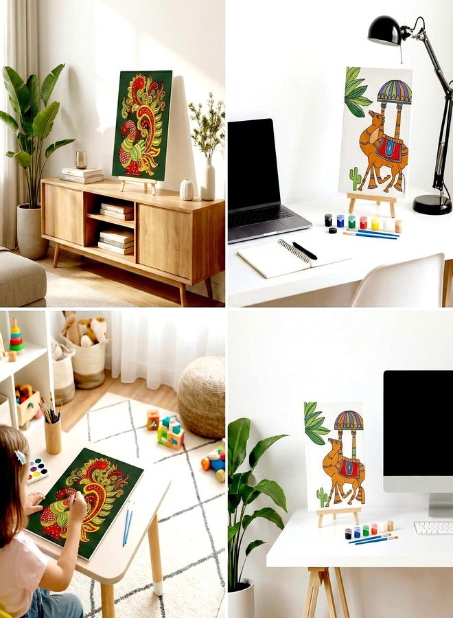 HOBBY INDIA Canvas Painting Set Kit for Kids & Adults | DIY Art & Craft for Girls & Boys | Home, Bedroom, Living Room, Office & Wall Décor | Birthday & Return Gift | Indian Art Form (Kalamkari Art) - Image 4